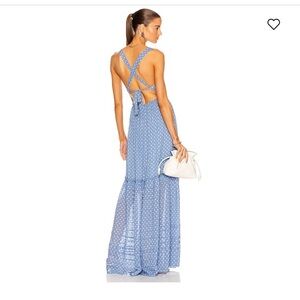 NWT Emilia Polka Dot Cross Back Dress Blue/ Pacific & White